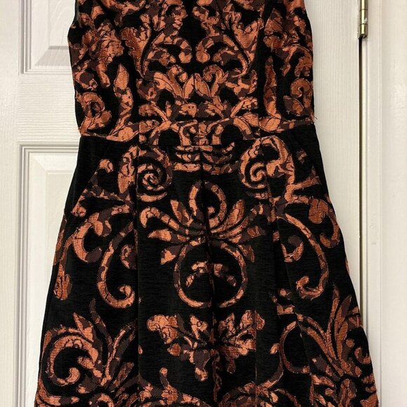 Elegant Anthropologie Yoana Baraschi Mirissa Black Orange Burnout Dress 0P - Picture 5 of 8